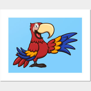 Red Cartoon Macaw Posters and Art